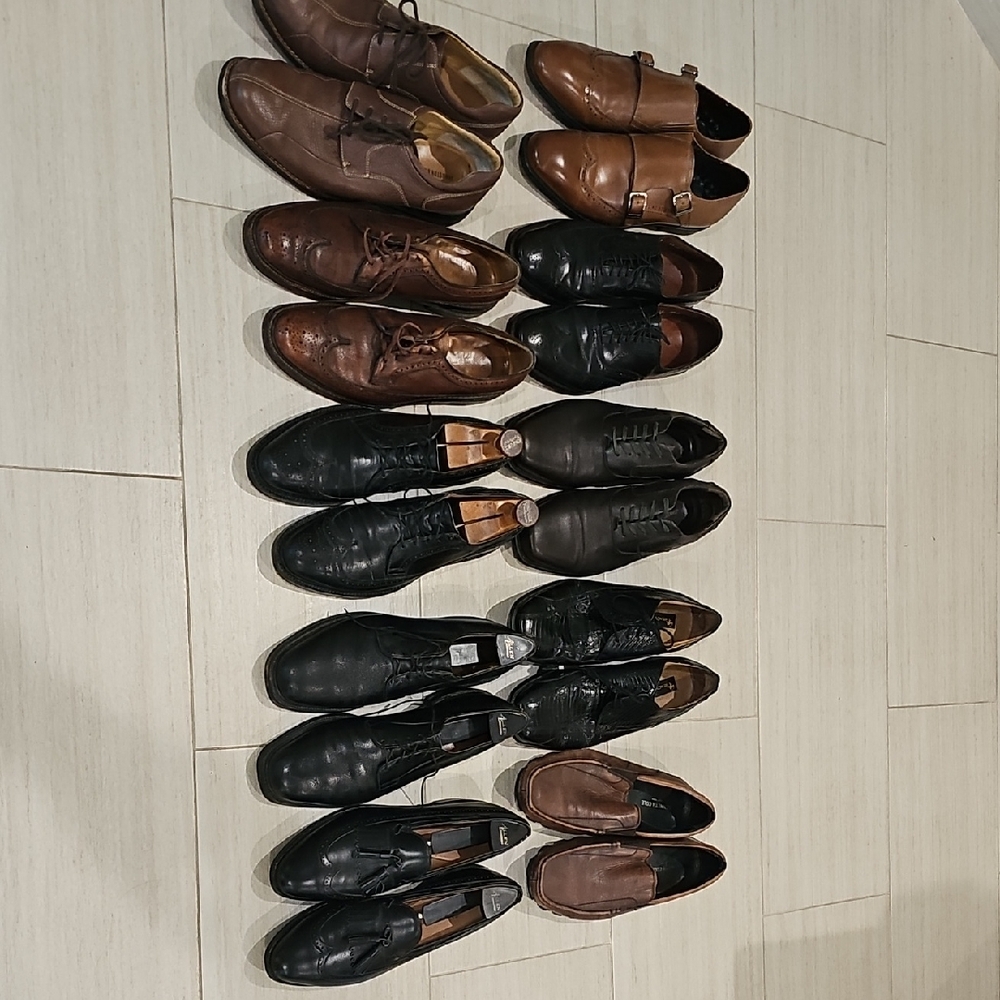 Lot Of 10 Pairs Men's Classic Leather Dress Shoes - Black and Brown